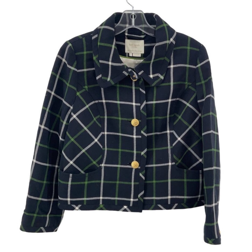 Kate Spade Navy and Green Plaid Fabric